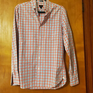 J Crew Slim Fit Red, White & Blue Checkered Long Sleeved Shirt Size M